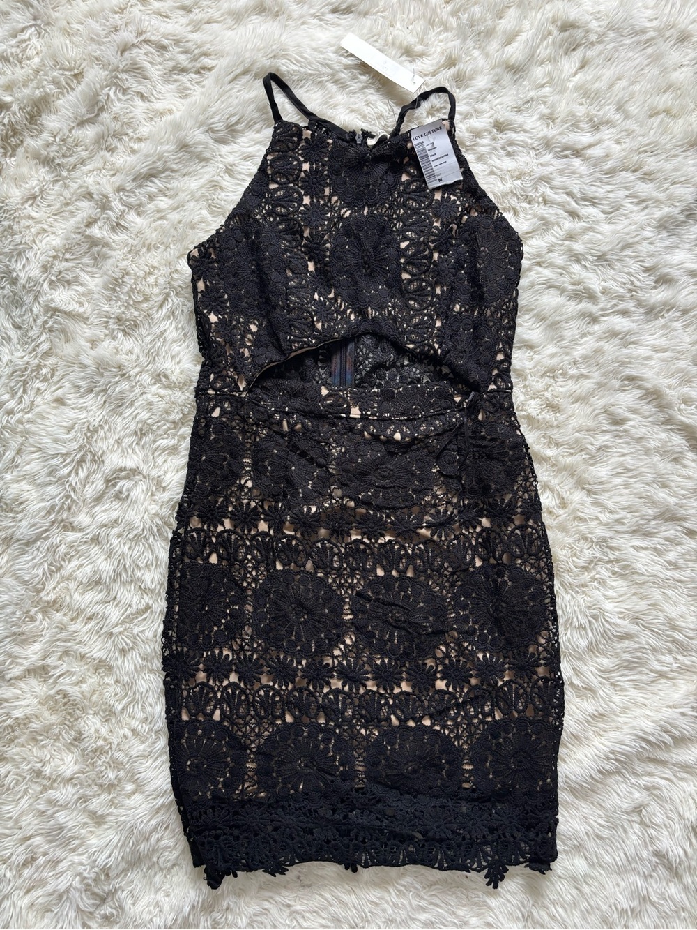 Love Culture Black Crochet Lace Mini Dress
